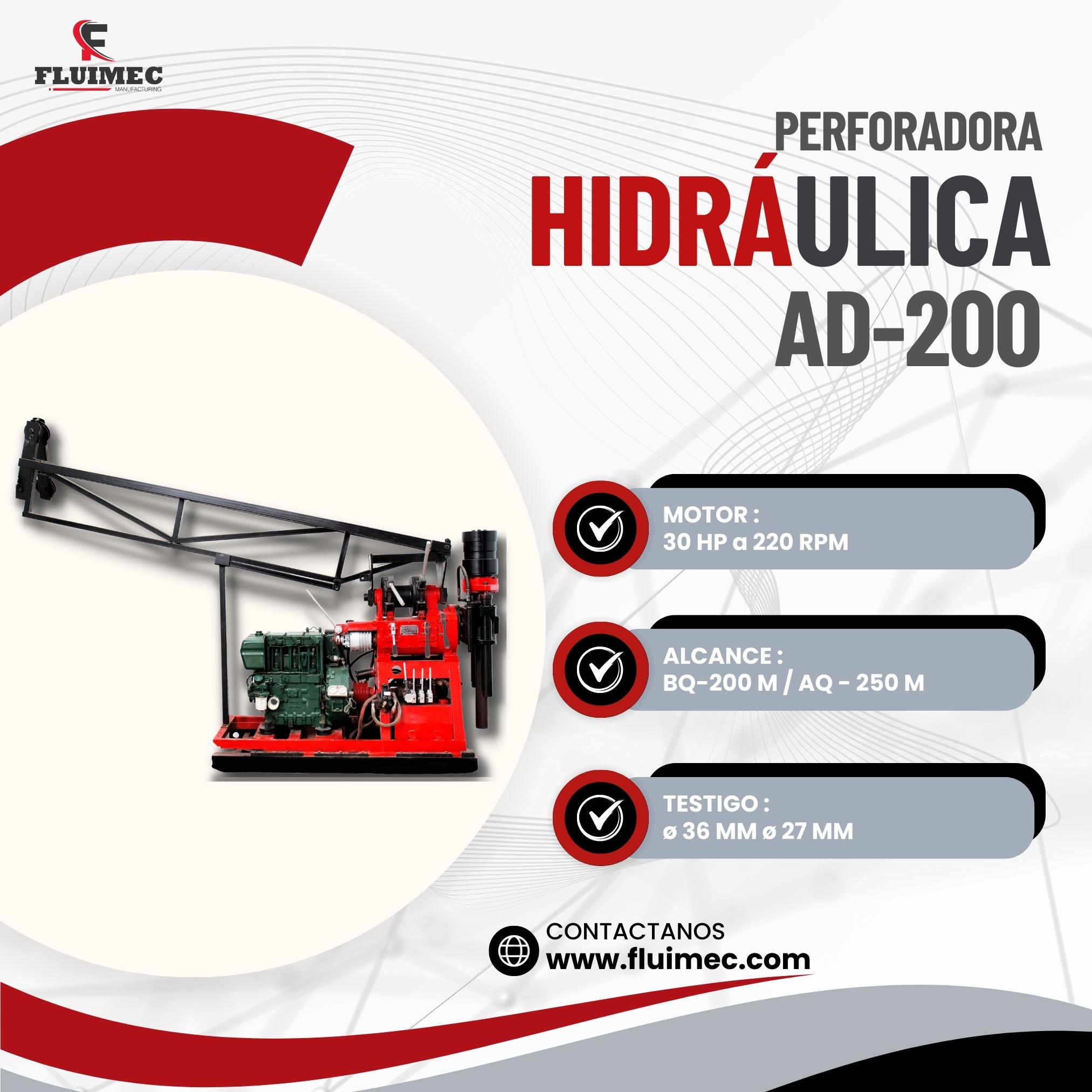 PERFORADORA HIDRAULICA AD - 200 PARA PROYECTOS MINEROS 